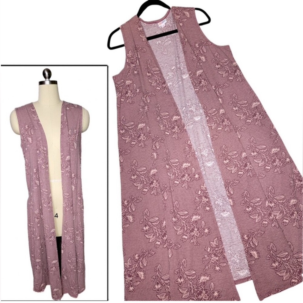 LuLaRoe Pink Floral Sleeveless Longline Joy Duster Vest Women’s Size XL NWT